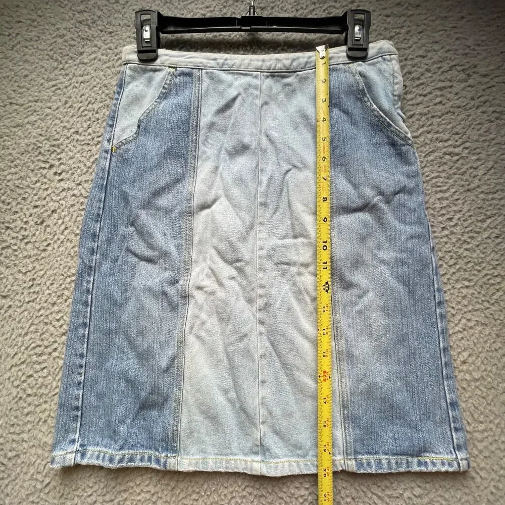 Armani Exchange Denim Skirt Womens Size 0 Blue Colorblock A Line - Picture 3 of 15